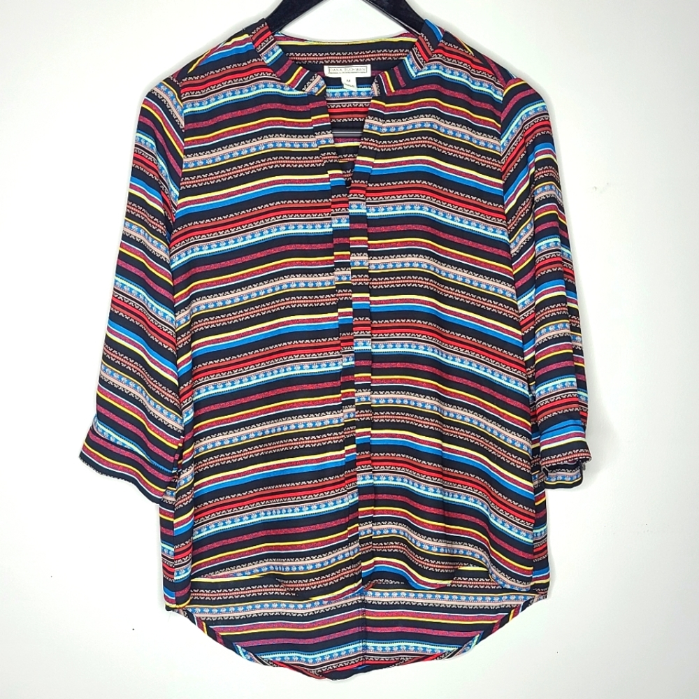 Dana Buchman Tunic Blouse Size Medium Multi-colored